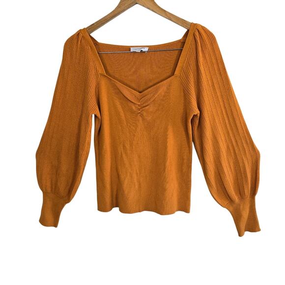 Size L – Calligraphie Mustard Yellow Knit Sweater - Picture 1 of 5